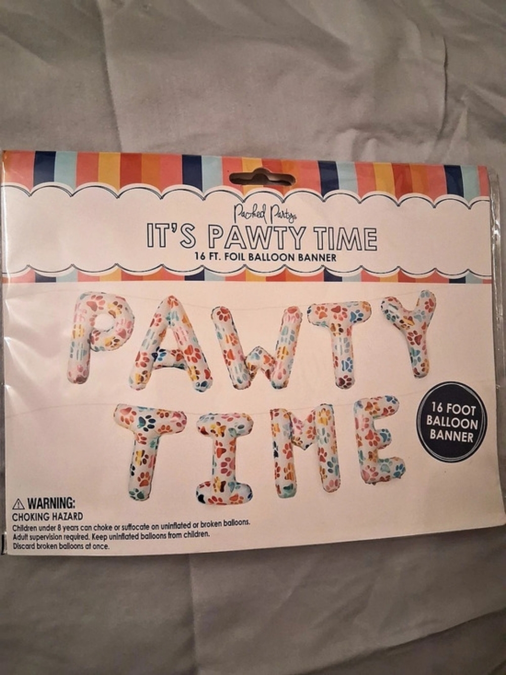 Packed Party It's Pawty Time 16 Ft Foil Balloon Banner Foil Balloon Banner